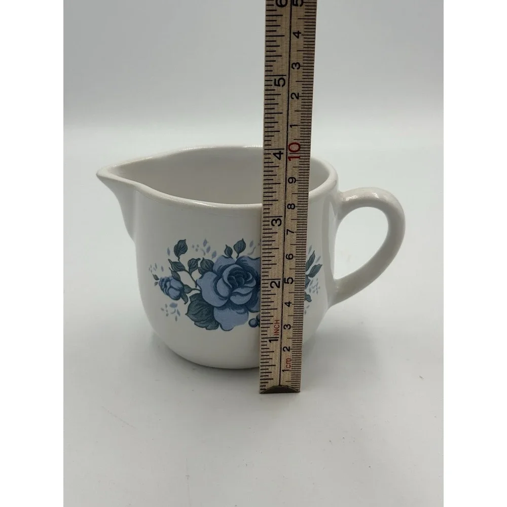 Corelle Jays Imports Velvet Rose Creamer White with Blue Roses Floral Coffee Tea